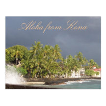 Hawaii Stormy Sky at Island OceanSeawall Post Card