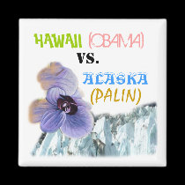 Hawaii vs. Alaska Square Magnet