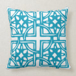 Hawaiian Blue and White Geometric Design Pillow pillows