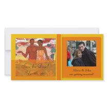 Hawaiian Boy & Girl Save The Date Photocard by SolPacifico Hawaiian Boy & Girl Save The Date Photocard