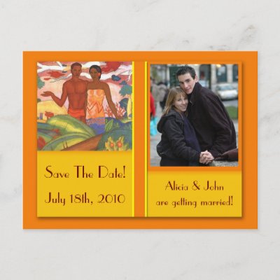 your upcoming wedding with this Hawaiianthemed Save the Date postcard