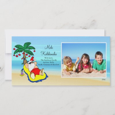 Hawaiian Christmas Santa Christmas Photo Card.