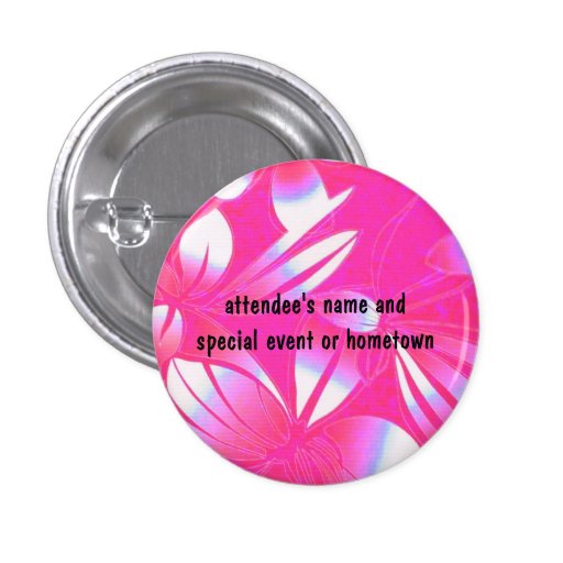 Hawaiian Floral Design Name Badge pink and white