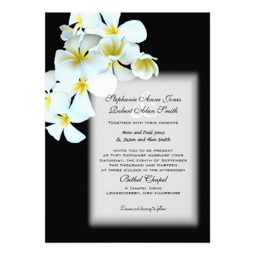 Hawaiian Flowers Custom Black Wedding Invite