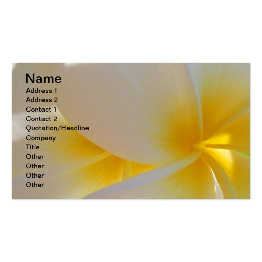 Hawaiian Frangipani Business Card Template (front side)