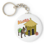 Hawaiian French Bulldog Tiki Hula Keychains