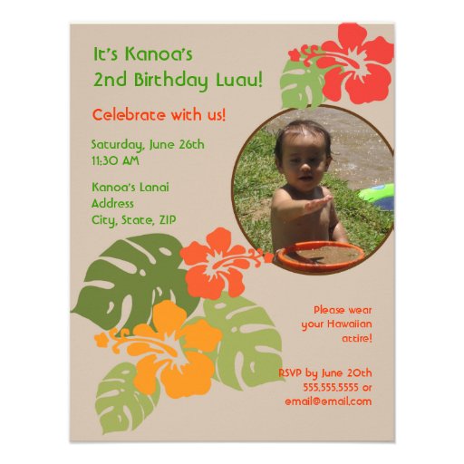 Hawaiian Garden Birthday Photo Invitation
