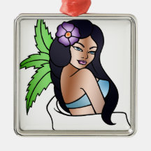 hawaiian girl tattoo ornament