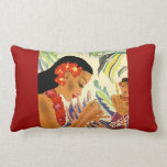 Hawaiian Girl Vintage Poster Throw Pillows