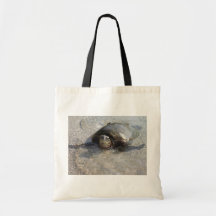 Hawaiian Green Sea Turtle Swimming On Beach Of Hal Canvas Bag