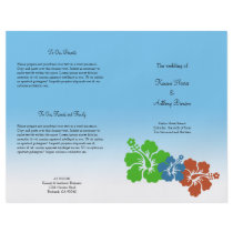 Hawaiian hibiscus flower earthy wedding program full color flyer
