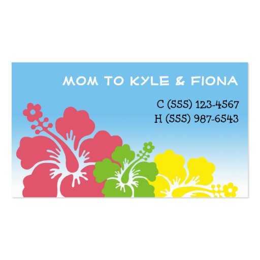 Hawaiian hibiscus flowers tropical mommy card business card template (back side)