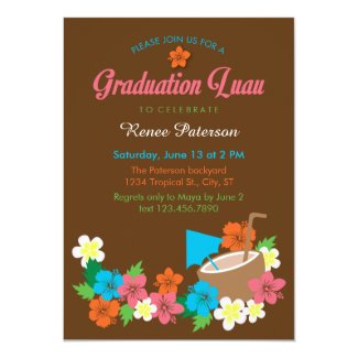 Hawaiian Hibiscus Luau Graduation Invitation