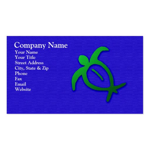 Hawaiian Honu Petroglyph on Blue Business Card