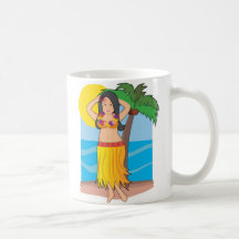 hawaiian hula girl coffee mug