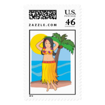 hawaiian hula girl postage