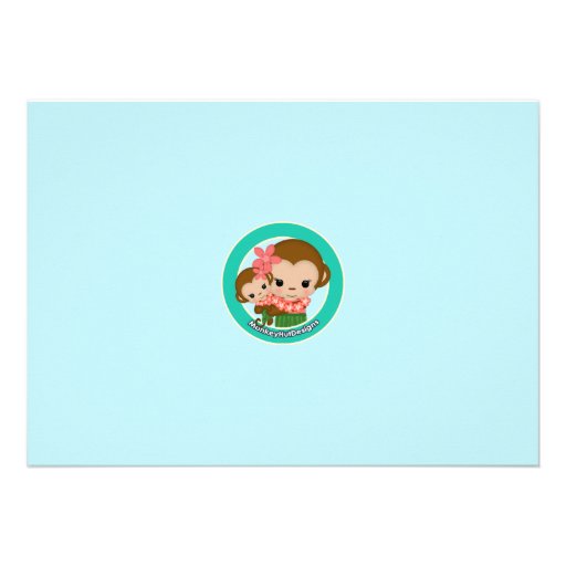 Hawaiian Hula Monkey Baby Shower invitation Beach