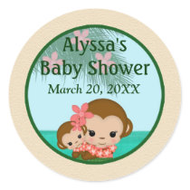 Hawaiian Hula Monkey Baby Shower sticker #1