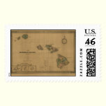 Hawaiian Islands, 1876, Vintage Hawaii Map postage