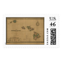 Hawaiian Islands, 1876, Vintage Hawaii Map postage by ZephyrusBooks Hawaiian Islands, 1876, Vintage Hawaii Map postage