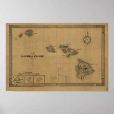 hawaii map. 1876, Vintage Hawaii Map