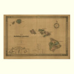 Hawaiian Islands, 1876, Vintage Hawaii Map posters