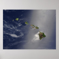 Hawaiian Islands Satellite View Print