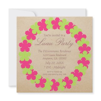 Hawaiian Lei Luau Party Invitation, Pink & Green invitation