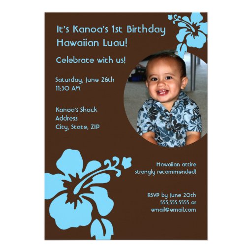Hawaiian Luau Custom Photo Birthday Invitation