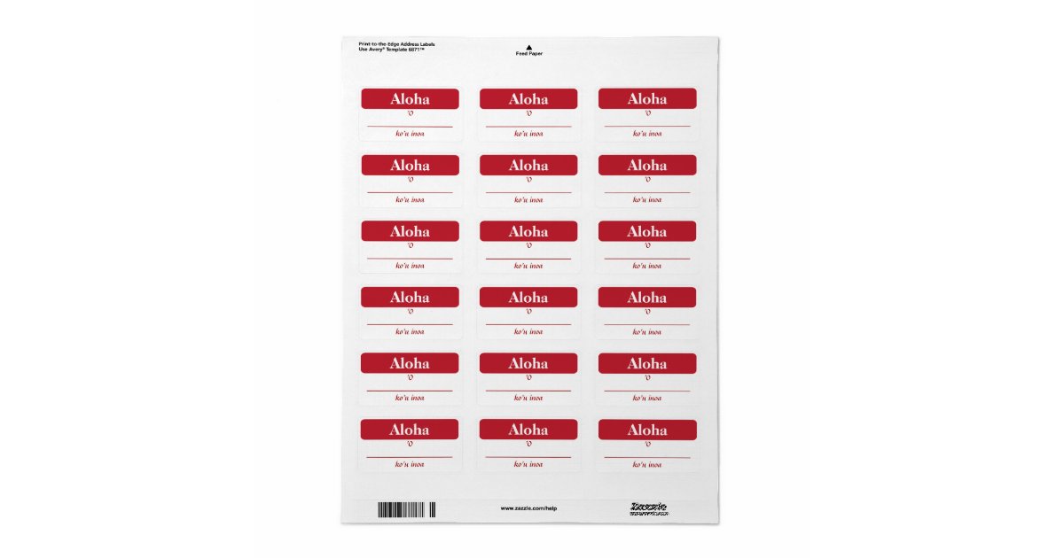 Hawaiian My Name Is...Tags Label Zazzle