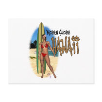 Hawaiian North Shore Surfer Girl Postcard by PauloRodrigues Hawaiian North Shore Surfer Girl Postcard