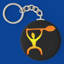 Hawaiian Paddle Man Petroglyph - Keychain keychains