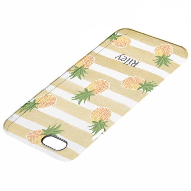 Hawaiian Pineapple Pattern & Fashion Gold Stripes Uncommon Clearlyâ„¢ Deflector iPhone 6 Plus Case-3