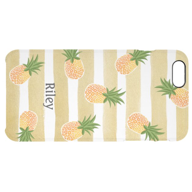 Hawaiian Pineapple Pattern & Fashion Gold Stripes Uncommon Clearlyâ„¢ Deflector iPhone 6 Plus Case-5