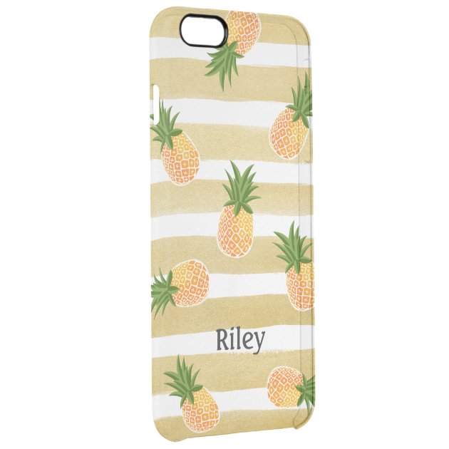 Hawaiian Pineapple Pattern & Fashion Gold Stripes Uncommon Clearlyâ„¢ Deflector iPhone 6 Plus Case-2