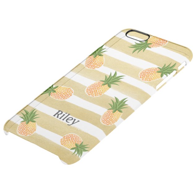 Hawaiian Pineapple Pattern & Fashion Gold Stripes Uncommon Clearlyâ„¢ Deflector iPhone 6 Plus Case-4