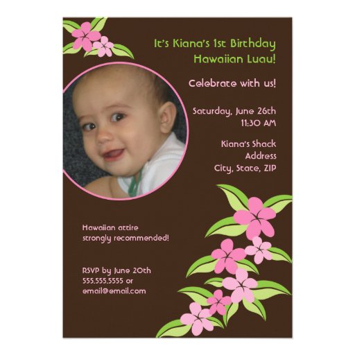 Hawaiian Plumeria Custom Photo Birthday Invitation