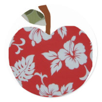 Hawaiian print apple stickers