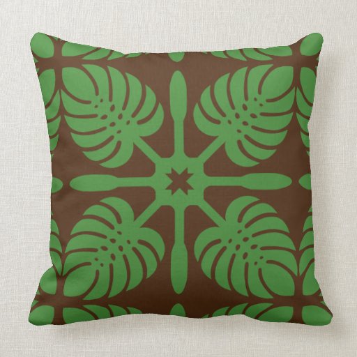 HAWAIIAN QUILT PILLOW Monstera Throw Pillow Zazzle