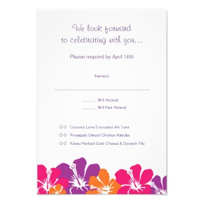 Hawaiian RSVP Cards with Envelopes Personalized Invitations