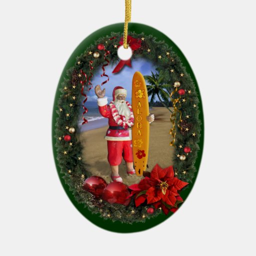 hawaiian santa double sided oval ceramic christmas hawaiian santa double sided oval ceramic christmas
