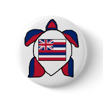 Hawaiian sea turtle flag button