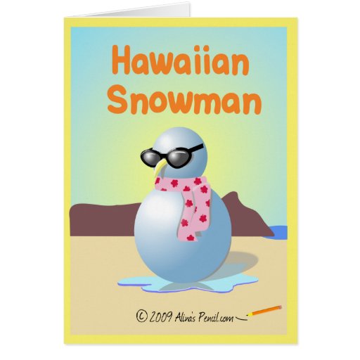 Hawaiian Snowman Christmas/Holiday Card