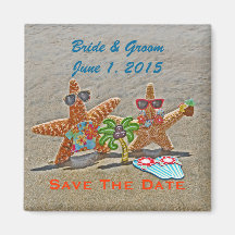 Hawaiian Starfish Couple Save The Date Magnet