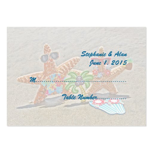 Hawaiian Starfish Couple Wedding Place Cards Business Card Templates (front side)
