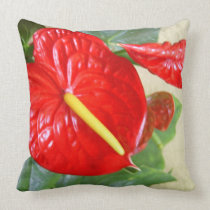 Hawaiian Style Anthurium Throw Pillow