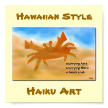 Hawaiian Style Beachcrab Haiku Art Print