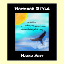 Hawaiian Style Humpback Whale Haiku Art Print