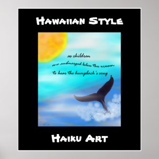 Hawaiian Style Humpback Whale Haiku Art Print print