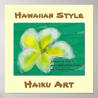 Hawaiian Style Plumeria Haiku Art Poster